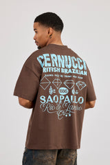 Oversized Rio Diamond Graphic T-Shirt - Brown
