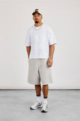 Embroidered Jersey Jort - Grey Marl