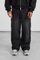 Denim Applique C86 Baggy Jean - Washed Black