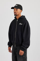 Cernucci Cherub Zip Through Boxy Hoodie - Schwarz