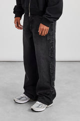 Denim Applique C86 Baggy Jean - Washed Black