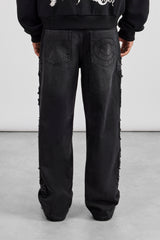 Denim Applique C86 Baggy Jean - Washed Black