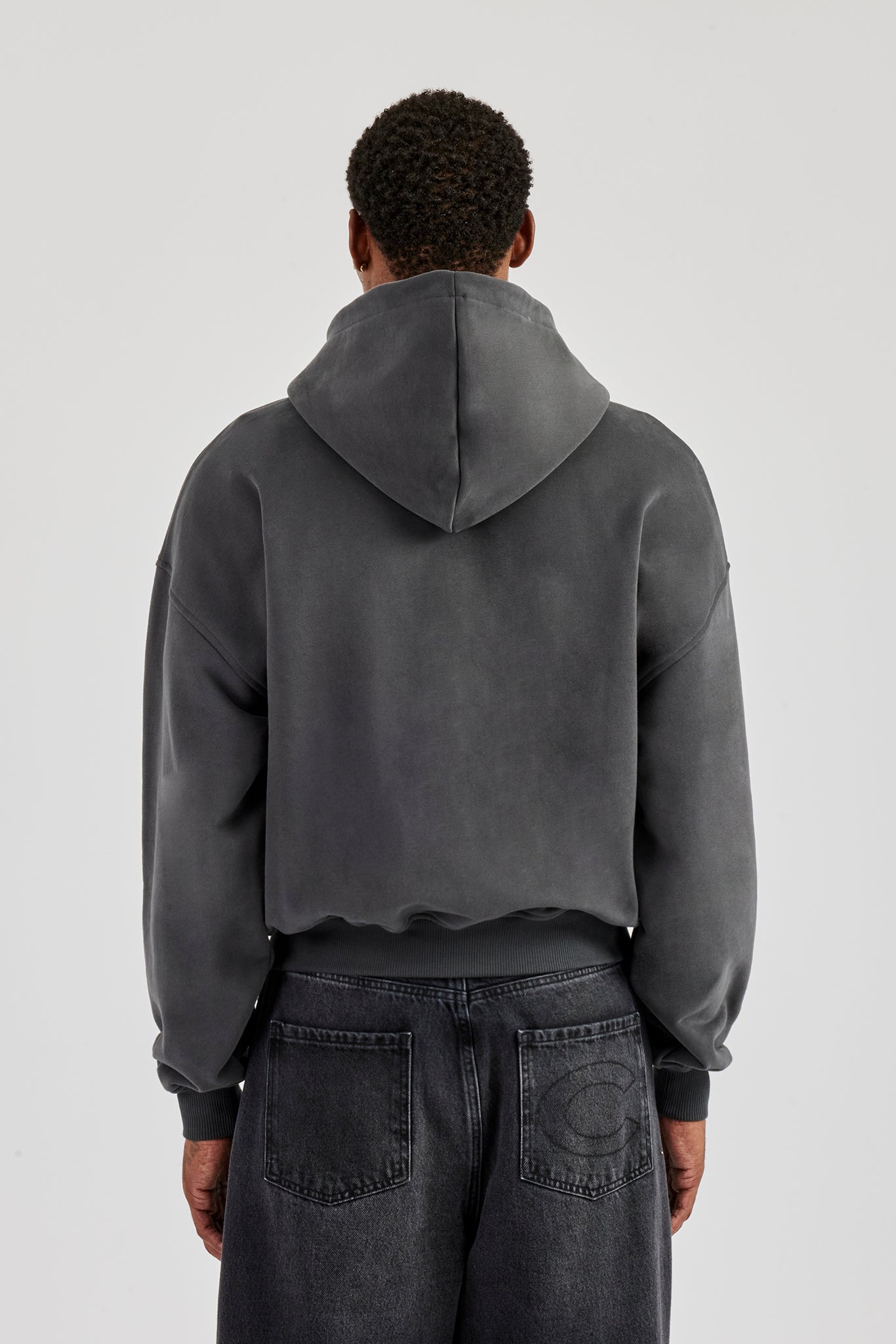 Diamonds In Paradise Printed Boxy Zip Hoodie – Charcoal | Mens