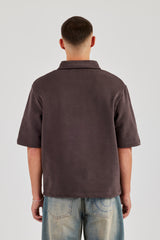 Short Sleeve Rugby Polo Sweatshirt - Chocolate