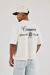 Cernucci Diamonds Embroidered Boxy T-Shirt - Off White
