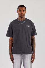 Oversize-T-Shirt mit C-Rückenprint - Anthrazit