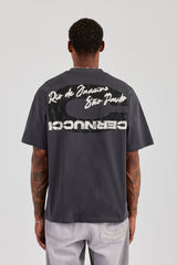Oversize-T-Shirt mit C-Rückenprint - Anthrazit