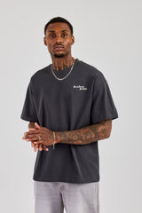 Oversize-T-Shirt mit C-Rückenprint - Anthrazit