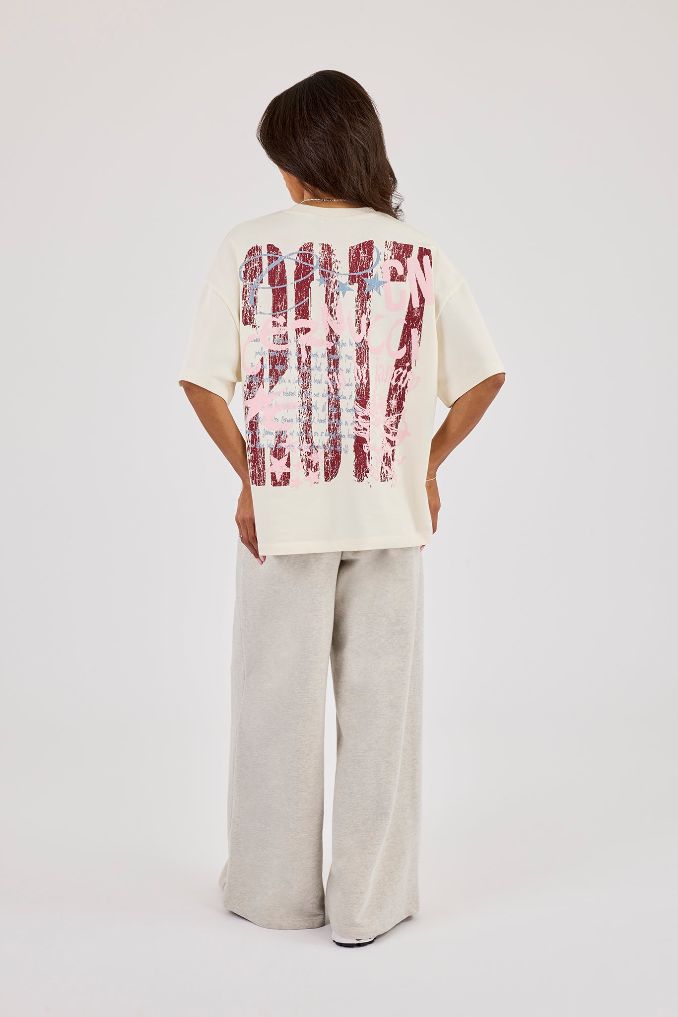 Cernucci 2017 Cracked Print Oversized T-Shirt - Off White