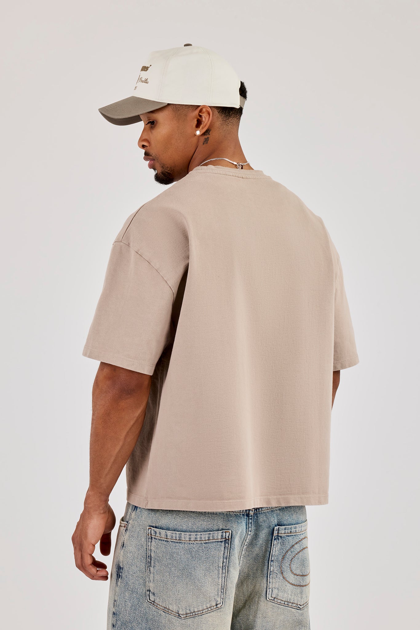 Washed Boxy Embroidered T-Shirt - Washed Stone