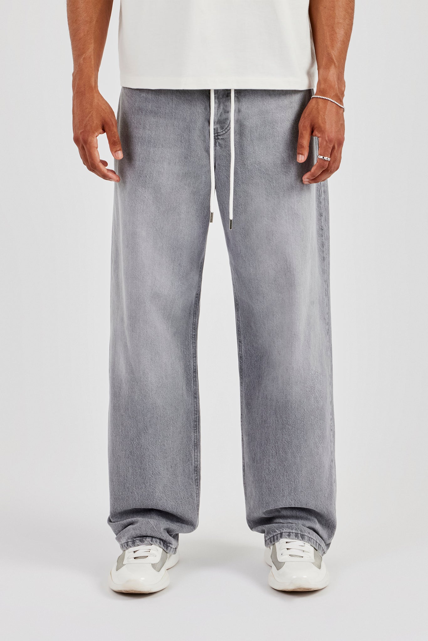 Baggy Waistband Jean - Washed Grey