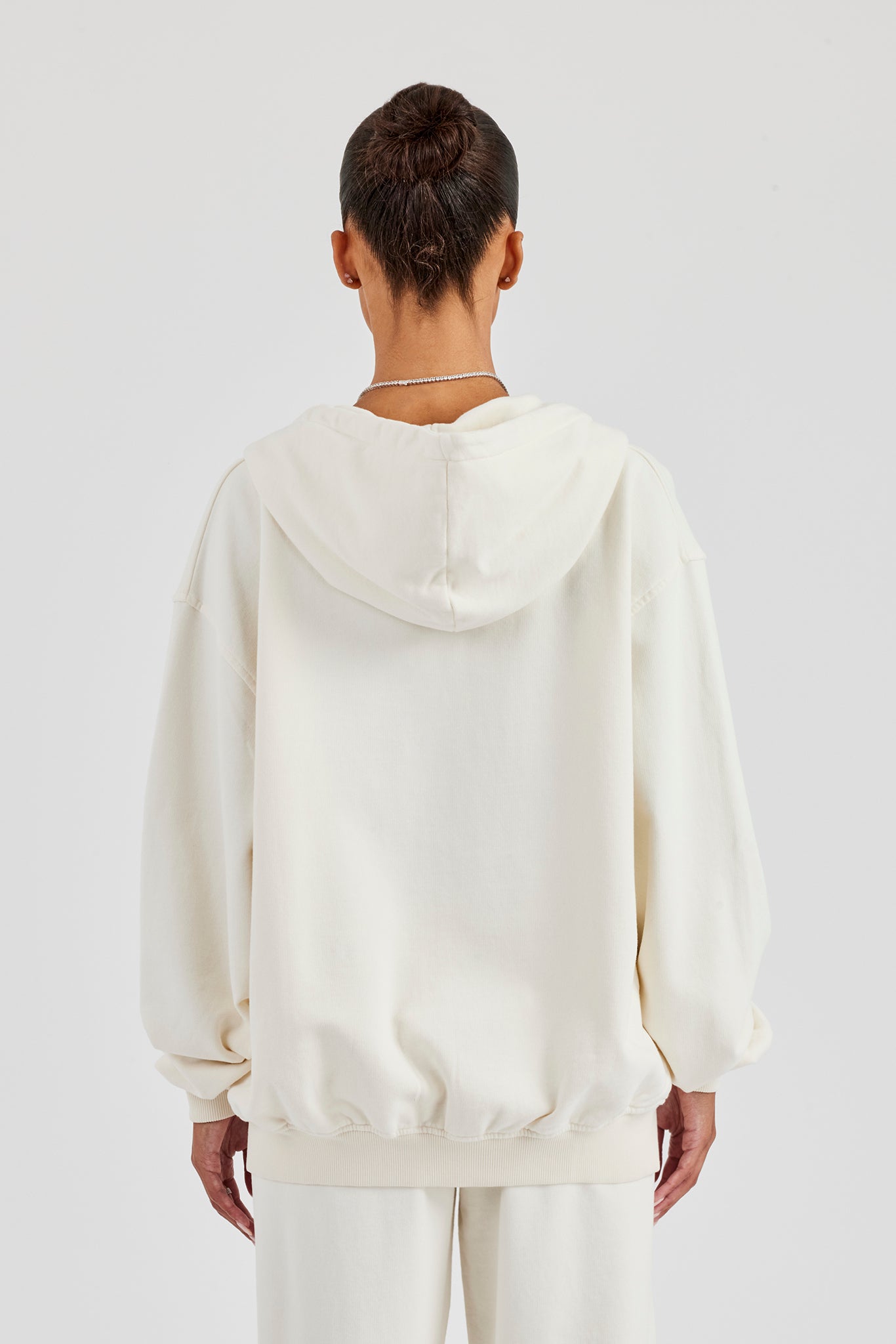 C Embroidered Zip Through Hoodie - Off White