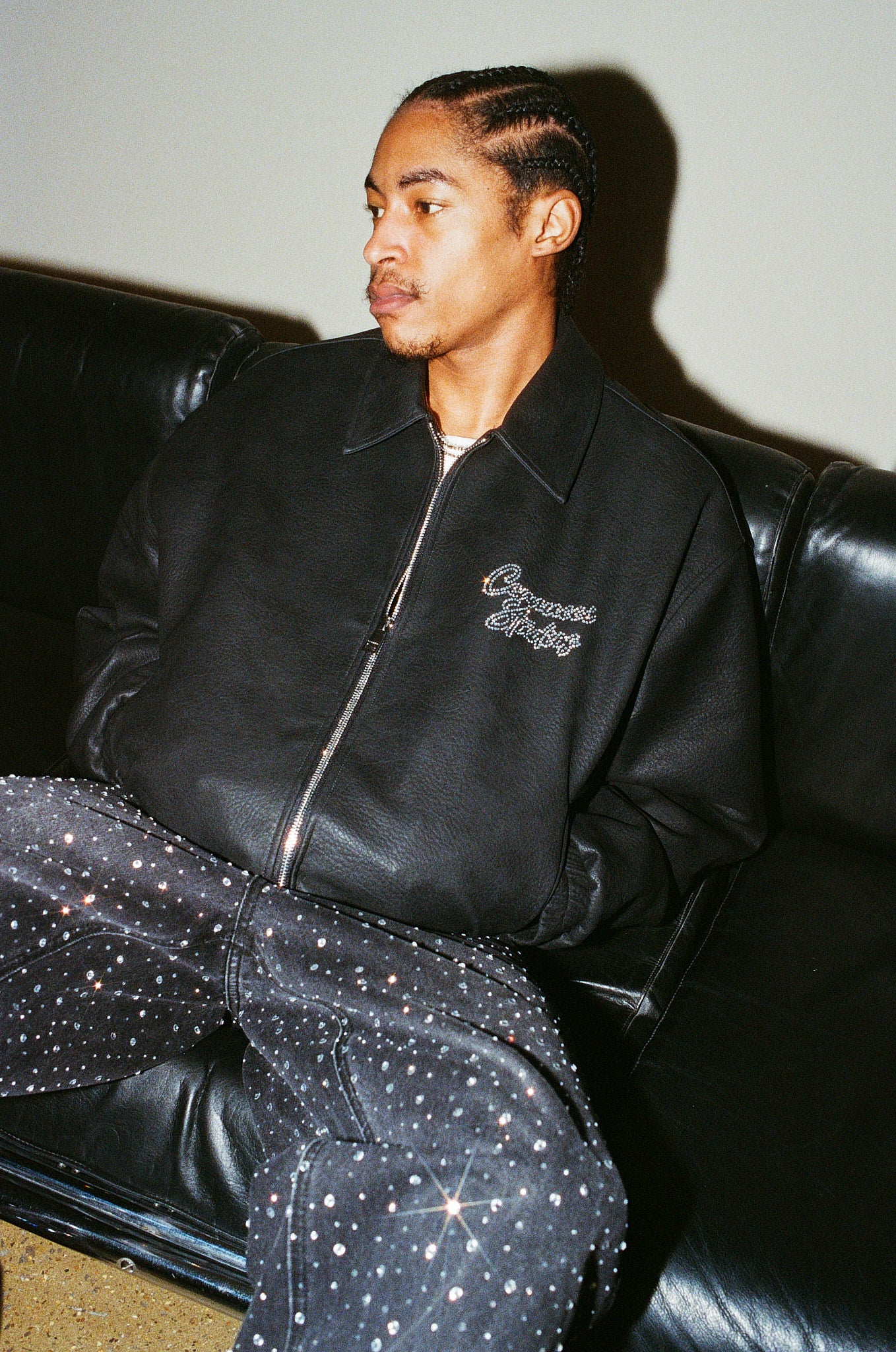 Strass-Studios PU-Bomberjacke