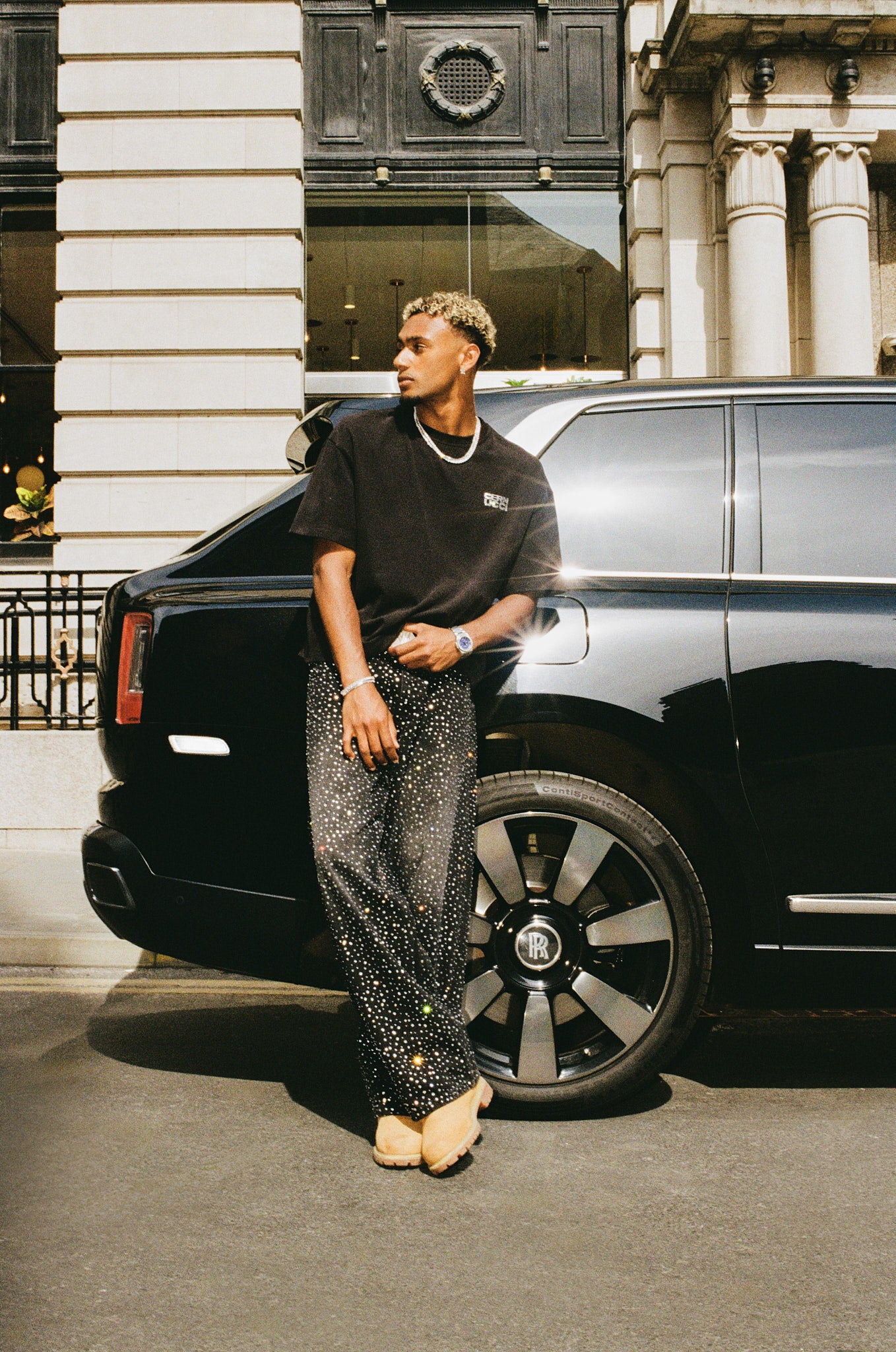 Washed Rhinestone Boxy T-Shirt - Washed Black