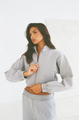 Kurze Scuba-Jacke mit Trichterkragen - Grau