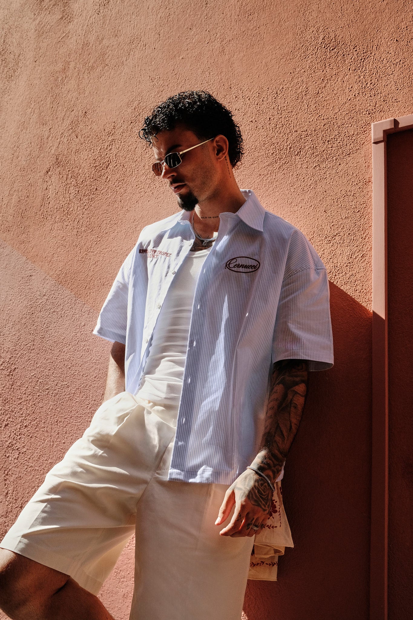 Boxy Stripe Short Sleeve Shirt - Blue