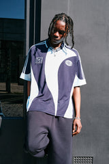 Cernucci Contrast Panel Football Top - Navy