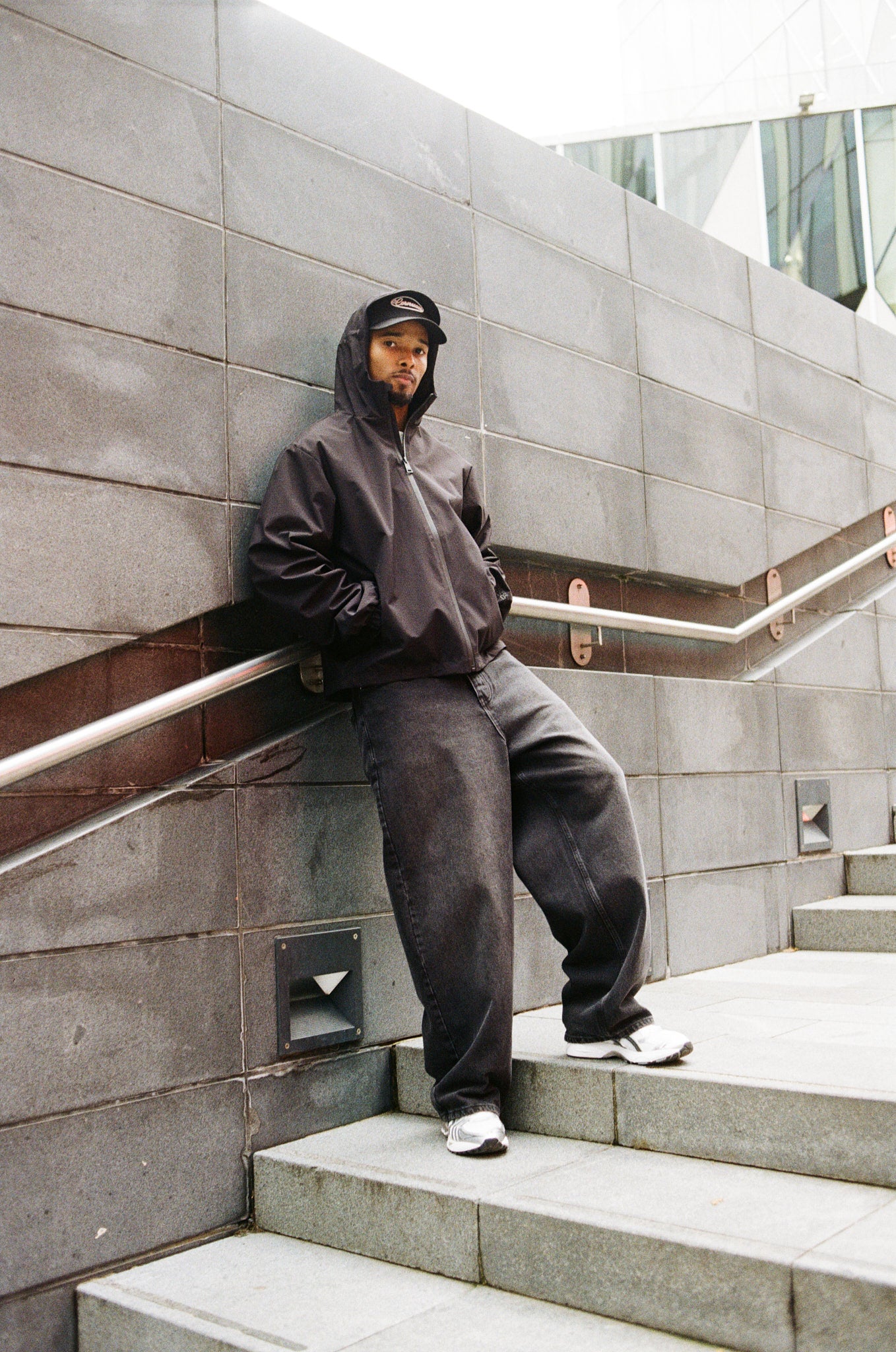 Nylon Windbreaker Jacket - Black