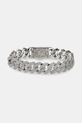 Iced Prong Cuban Bracelet - 14mm - White