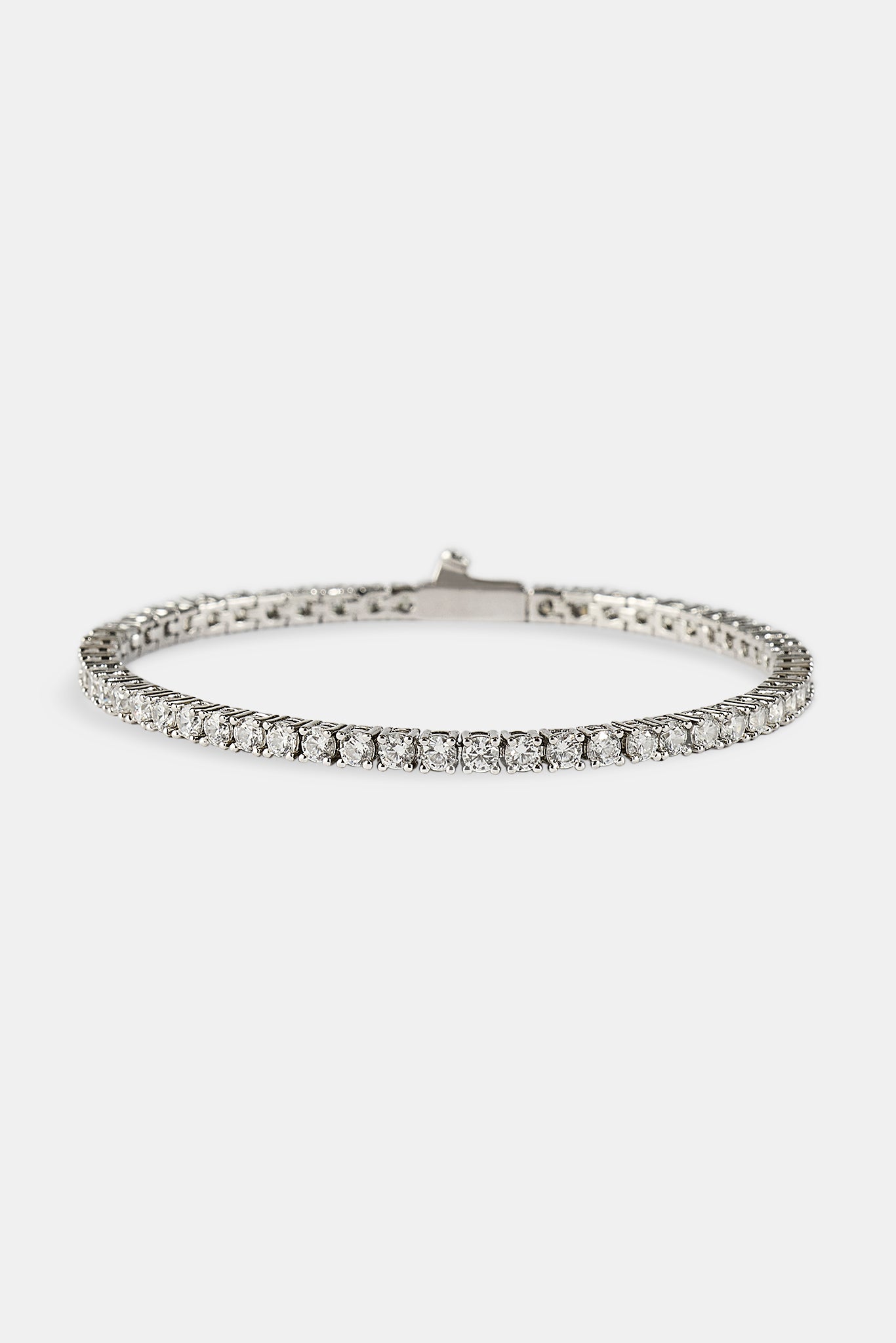 3mm Tennis Bracelet & 5mm Blue Motif Tennis Bracelet Set - White