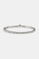 3mm Tennis Bracelet & 5mm Blue Motif Tennis Bracelet Set - White