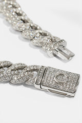 8 mm Iced Cuban Gliederkette – Weiß