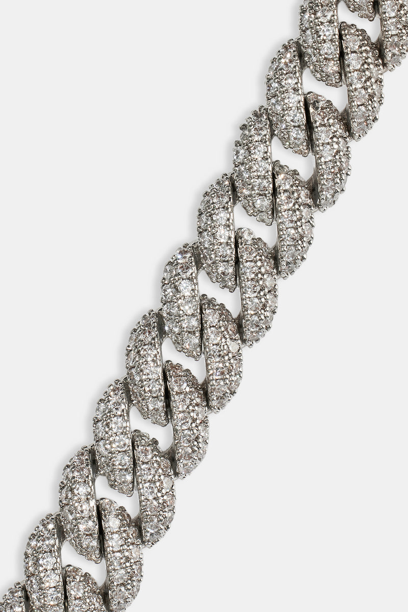 8 mm Iced Cuban Gliederkette – Weiß