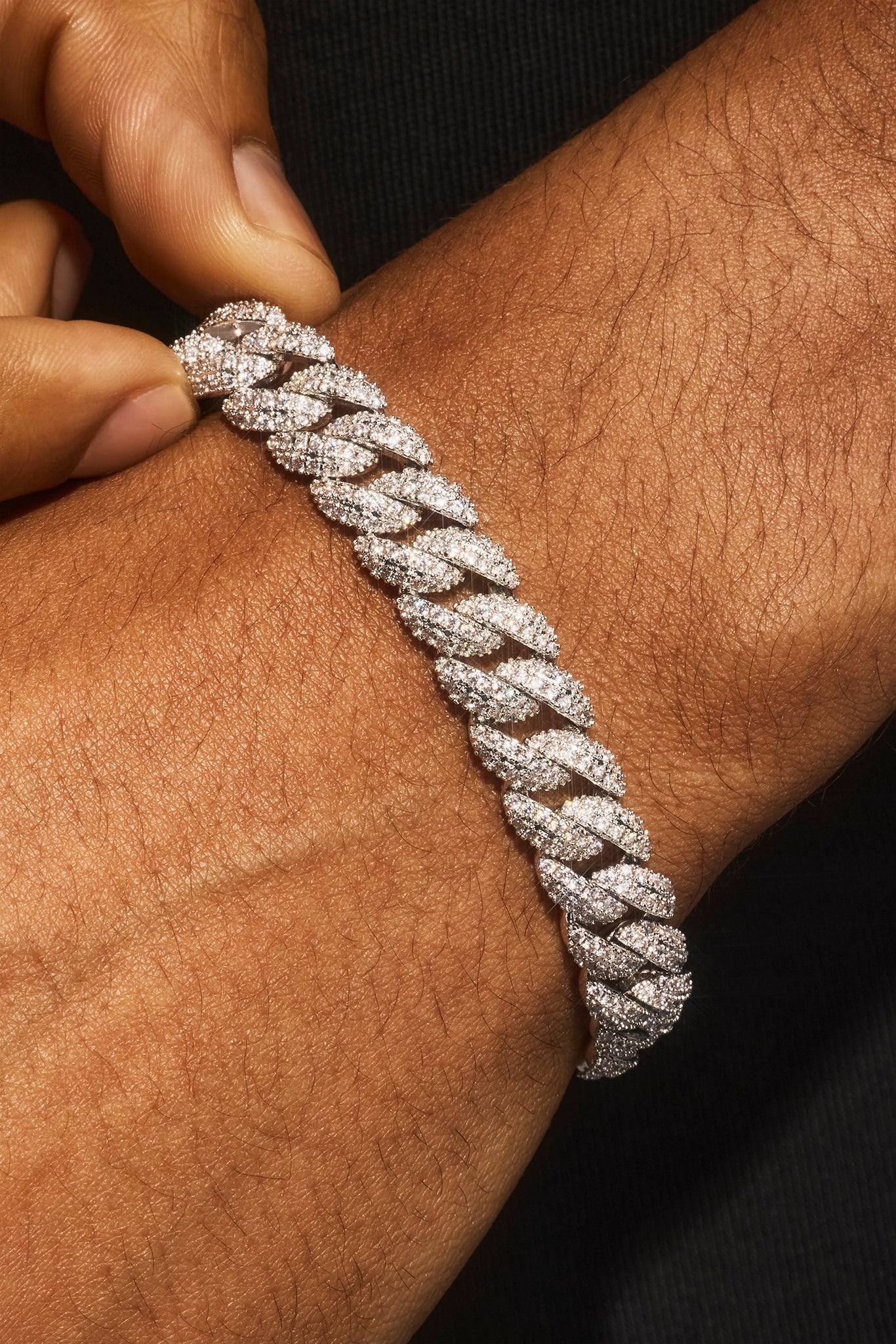 Iced Out Cuban Bracelet & Chain - 8mm - White