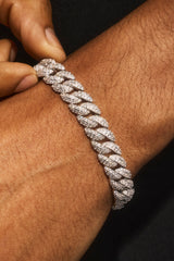 Iced Out Cuban Bracelet & Chain - 8mm - White