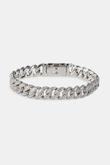 Iced Cuban Chain & Bracelet Set - 8mm - White