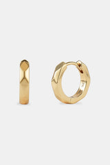 Pyramid Hoop Earrings - Gold - 12mm