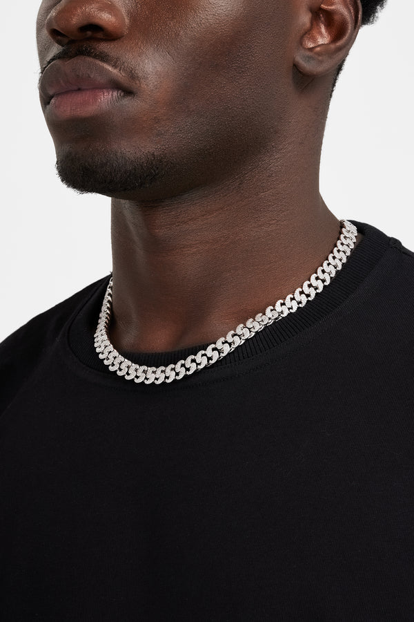 10mm Iced Paisley Chain - White Gold
