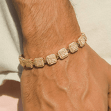 10mm Iced Cushion Link Bracelet - Gold - Cernucci