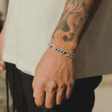 10mm Iced Figaro Bracelet - White Gold - Cernucci