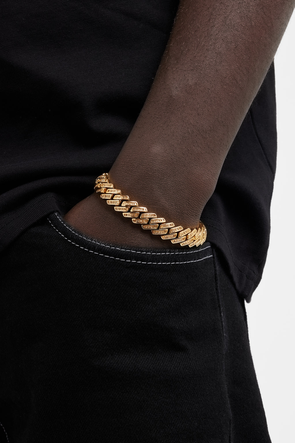 12mm Baguette Prong Cuban Bracelet