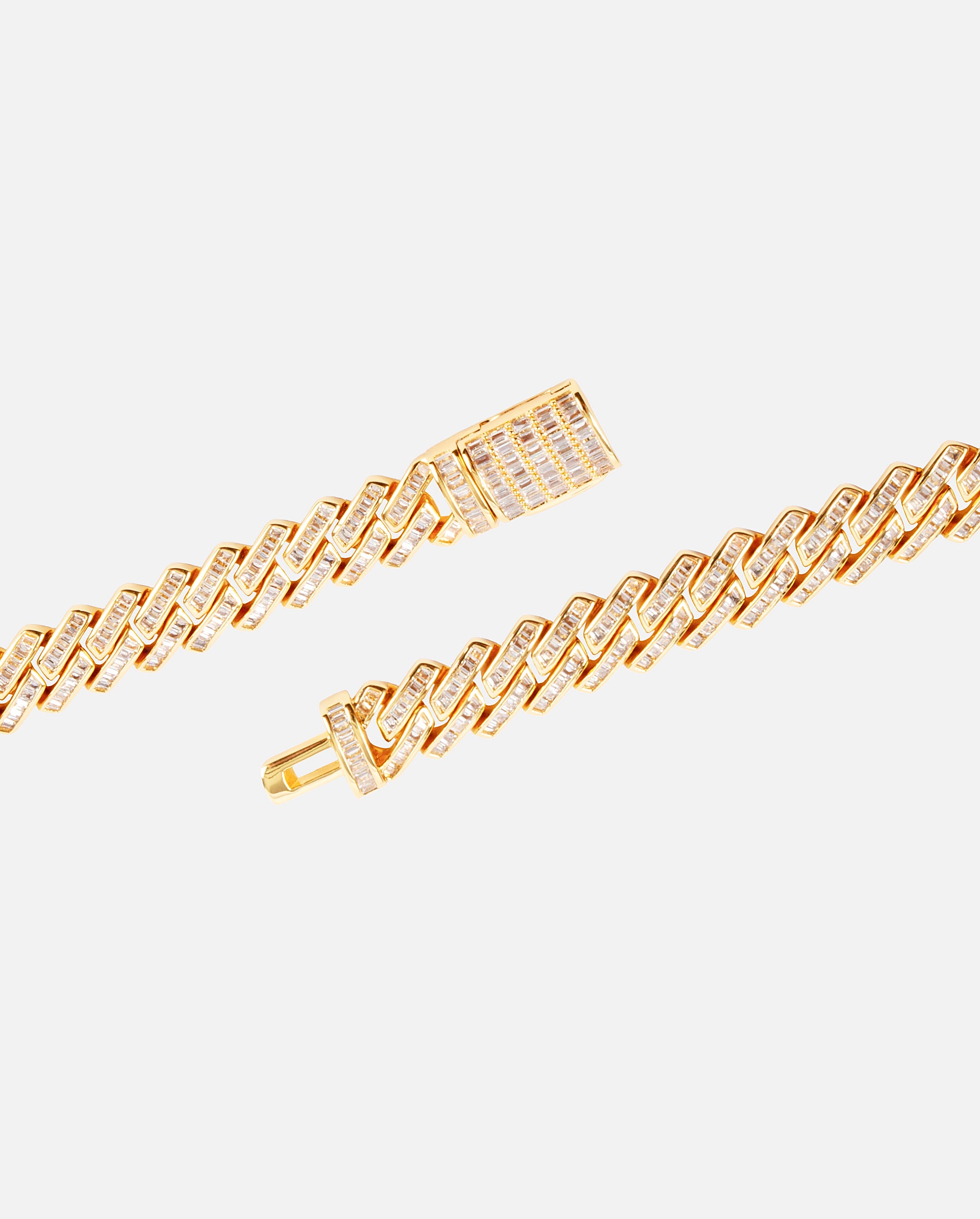 12 mm kubanische Baguette-Kette mit Zinken – Gold