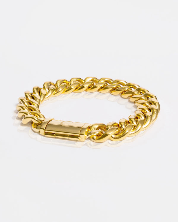 12mm Miami Cuban Link Bracelet - Gold