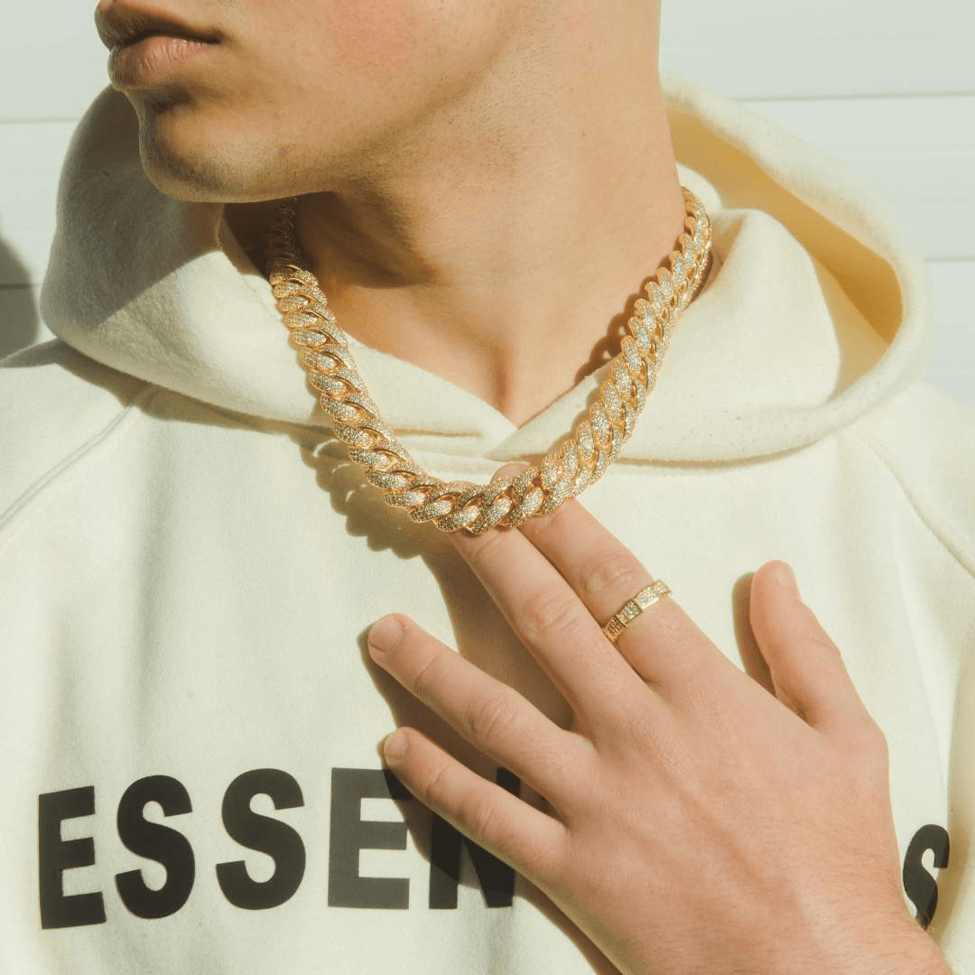 15mm Iced Cuban Link Chain - Gold - Cernucci