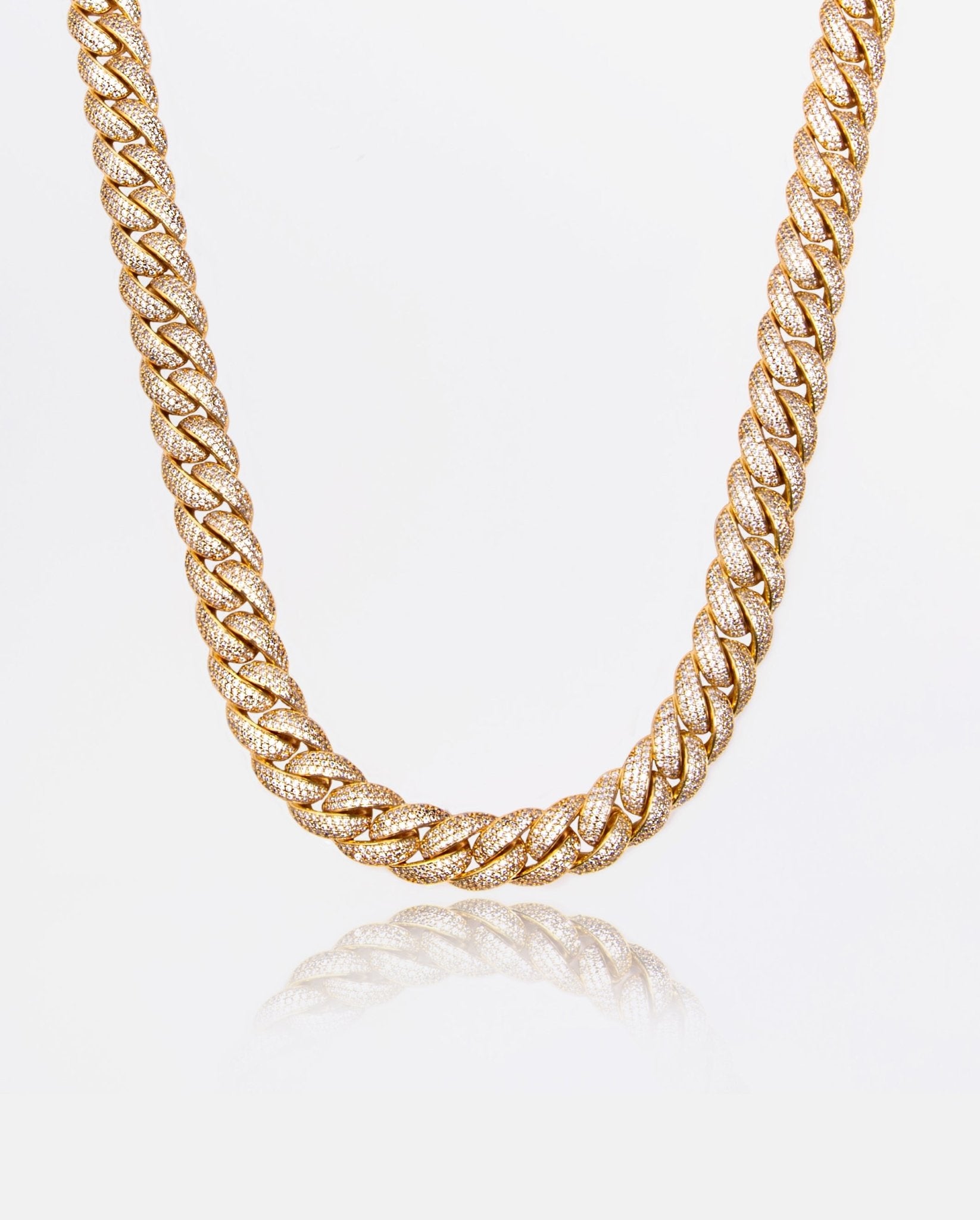 15mm Iced Cuban Link Chain - Gold - Cernucci
