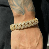 17mm Baguette Prong Link Bracelet - Gold - Cernucci