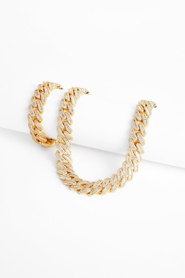 19mm Prong Link Chain + Bracelet Bundle - Gold