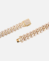 19mm Baguette Prong Link Chain - Gold - Cernucci