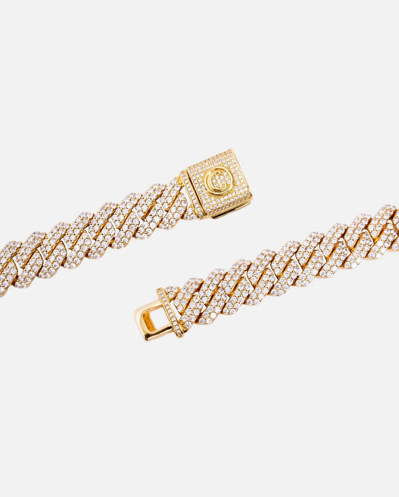 19mm Diamond Prong Link Chain - Gold - Cernucci