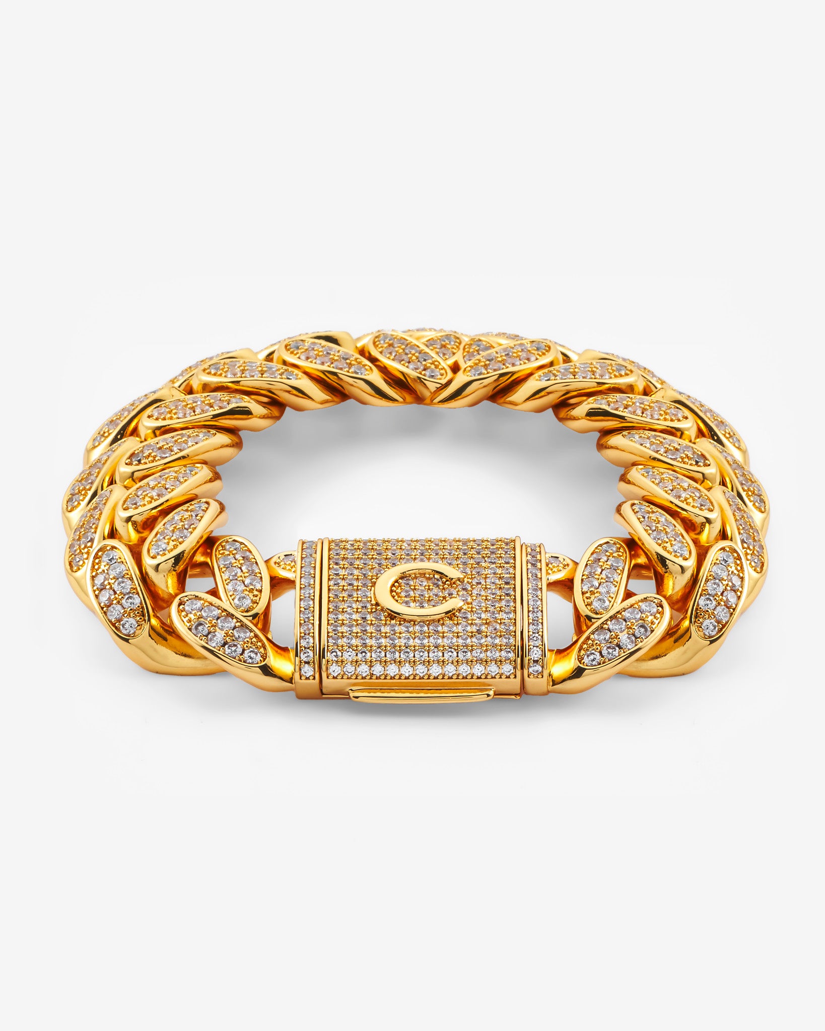 20 mm Iced Cuban Armband - Gold