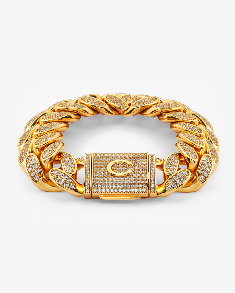 20 mm Iced Cuban Armband - Gold