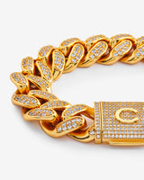 20 mm Iced Cuban Armband - Gold