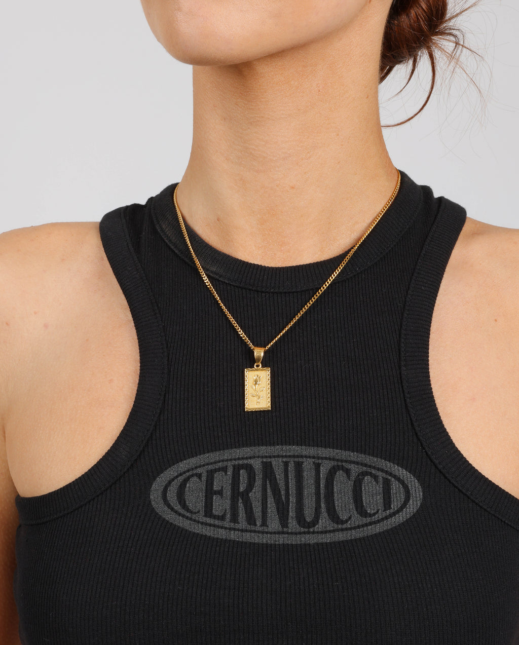 22mm Rectangle Embossed Pendant Gold