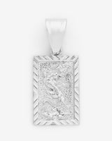 23mm Embossed Textured Tiger Pendant - White Gold