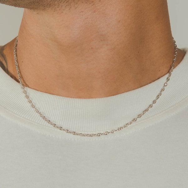 2.8mm Coffee Bean Chain - White Gold - Cernucci