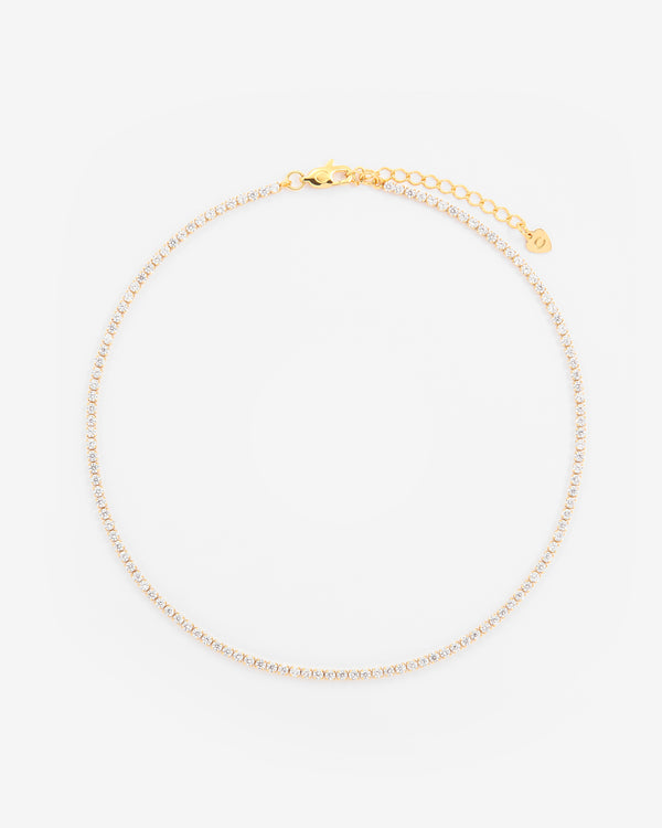 2.5mm Micro Tennis Chain Choker - Gold